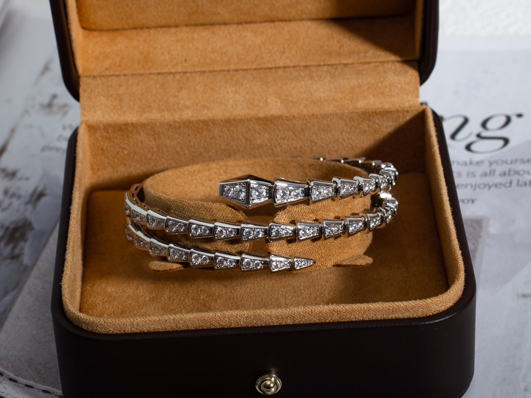 [⭐Aura]SERPENTI BRACELET SILVER DIAMOND DOUBLE ROW