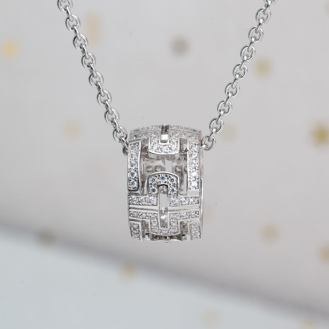 [⭐Aura]PARENTESI NECKLACE SILVER DIAMOND