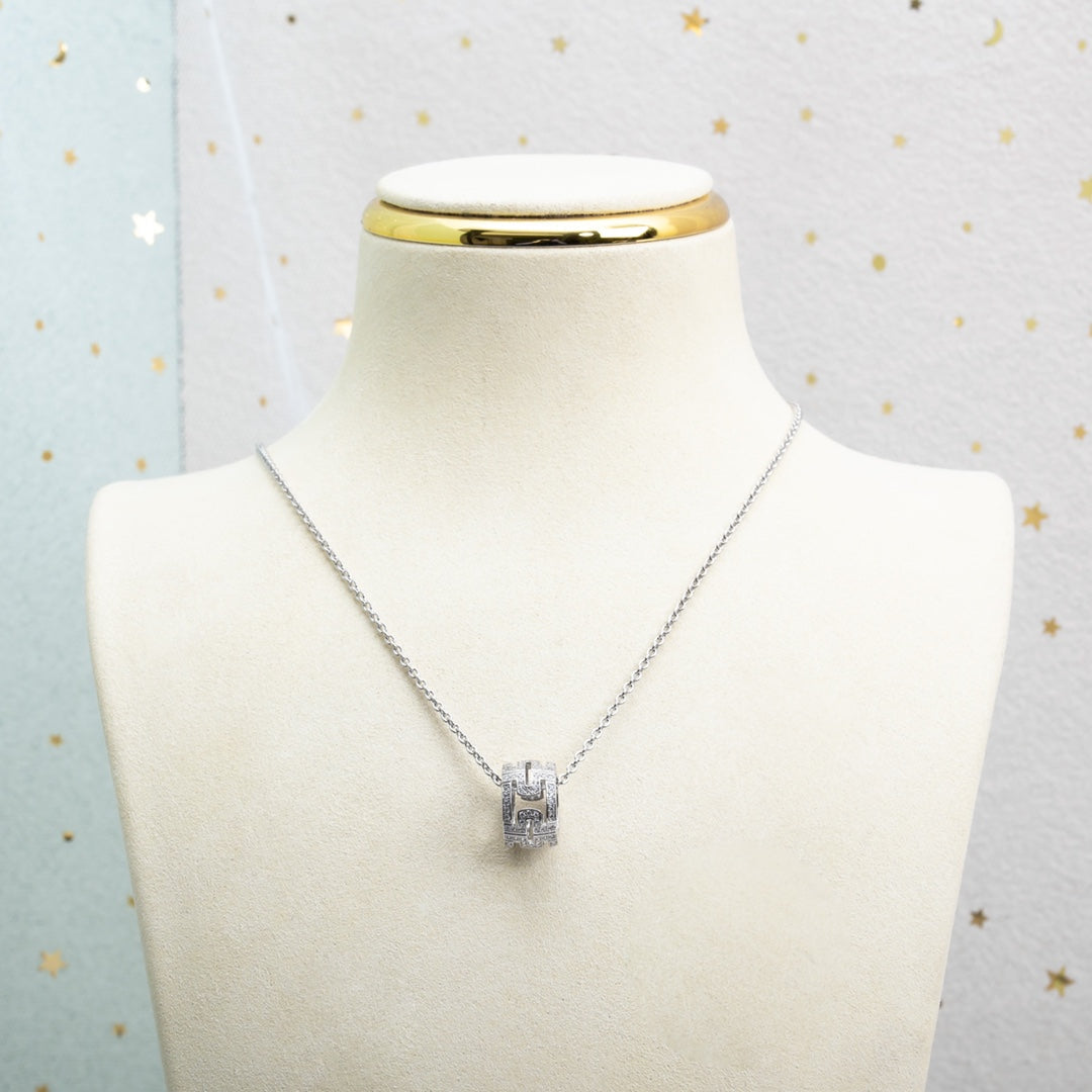 [⭐Aura]PARENTESI NECKLACE SILVER DIAMOND