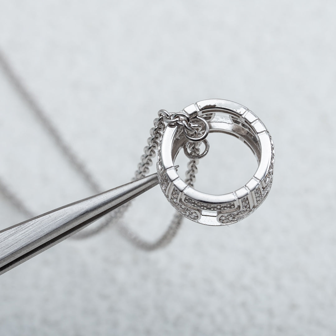 [⭐Aura]PARENTESI NECKLACE SILVER DIAMOND