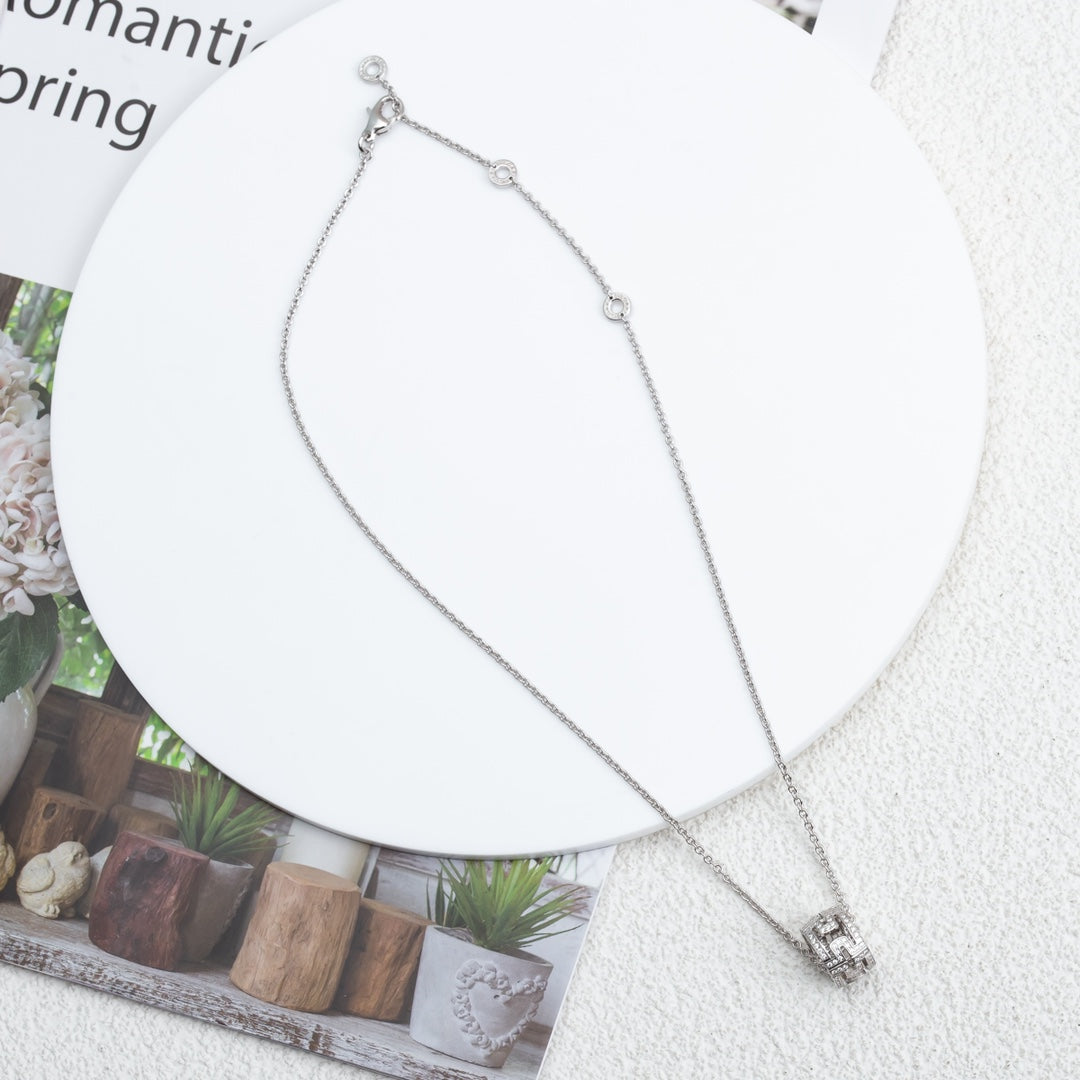 [⭐Aura]PARENTESI NECKLACE SILVER DIAMOND