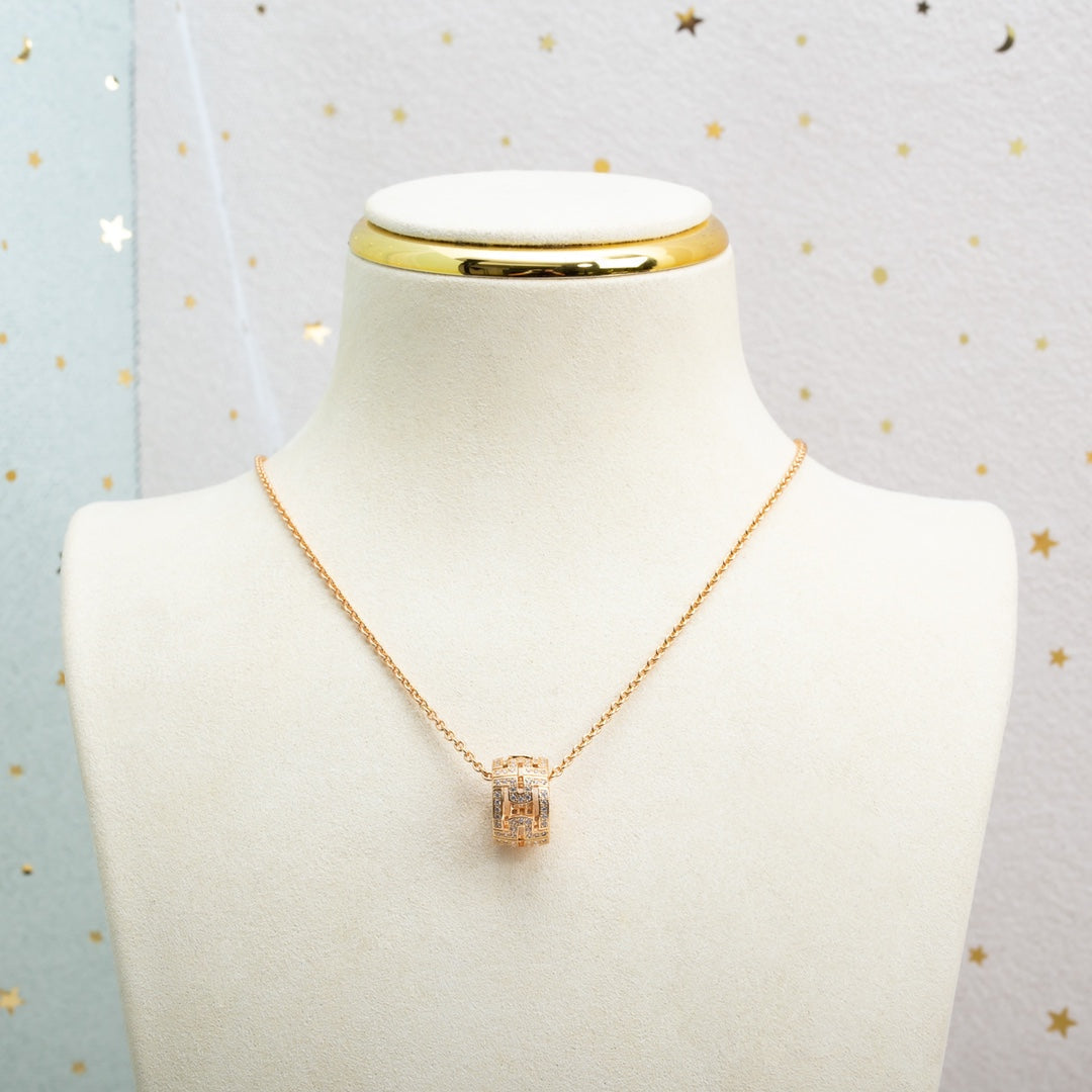 [⭐Aura]PARENTESI NECKLACE PINK GOLD DIAMOND