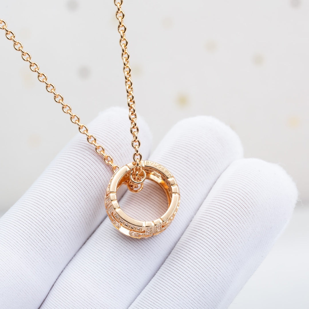 [⭐Aura]PARENTESI NECKLACE PINK GOLD DIAMOND