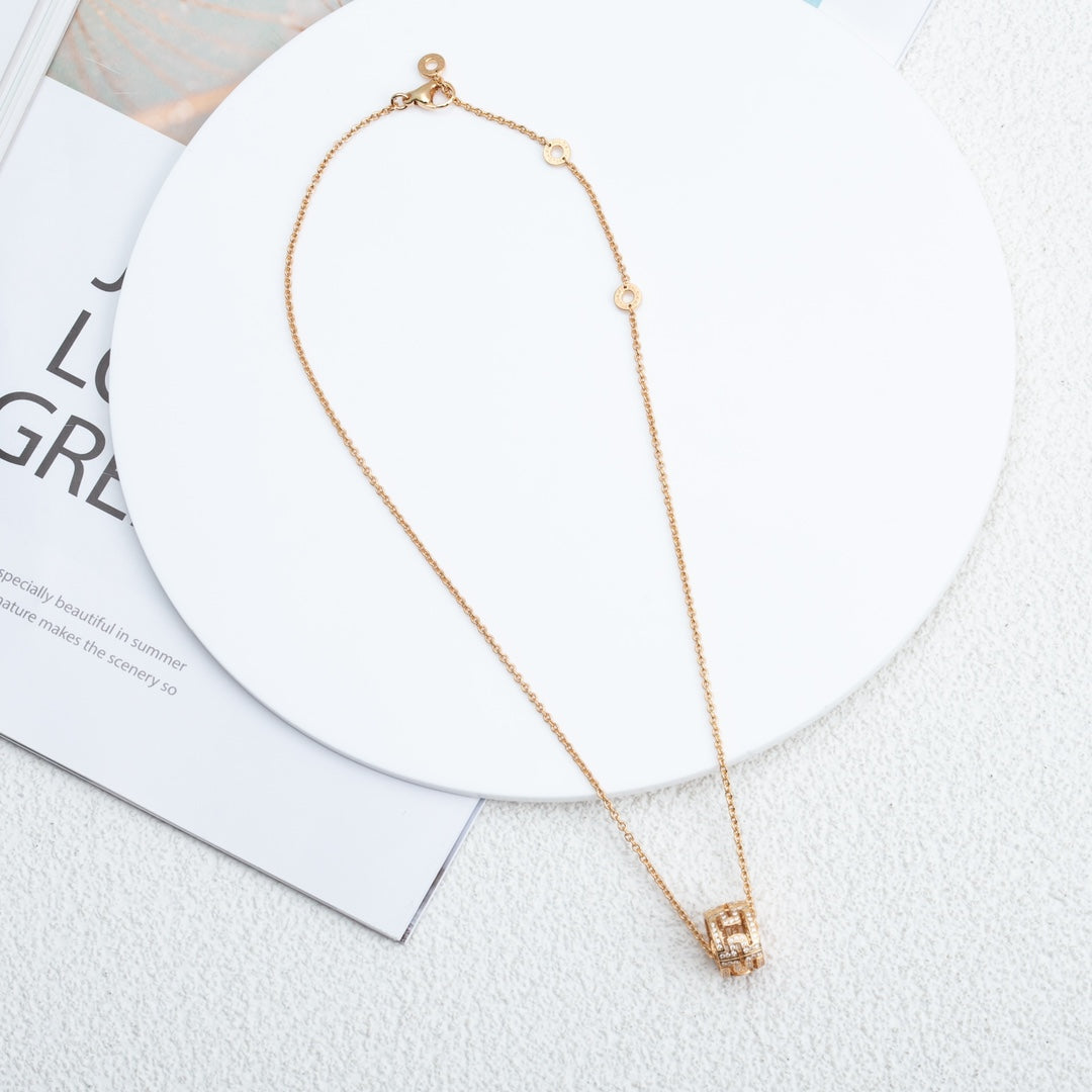 [⭐Aura]PARENTESI NECKLACE PINK GOLD DIAMOND