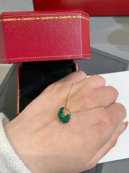 [⭐Aura]AMULETTE ROSE GOLD MALACHITE NECKLACE