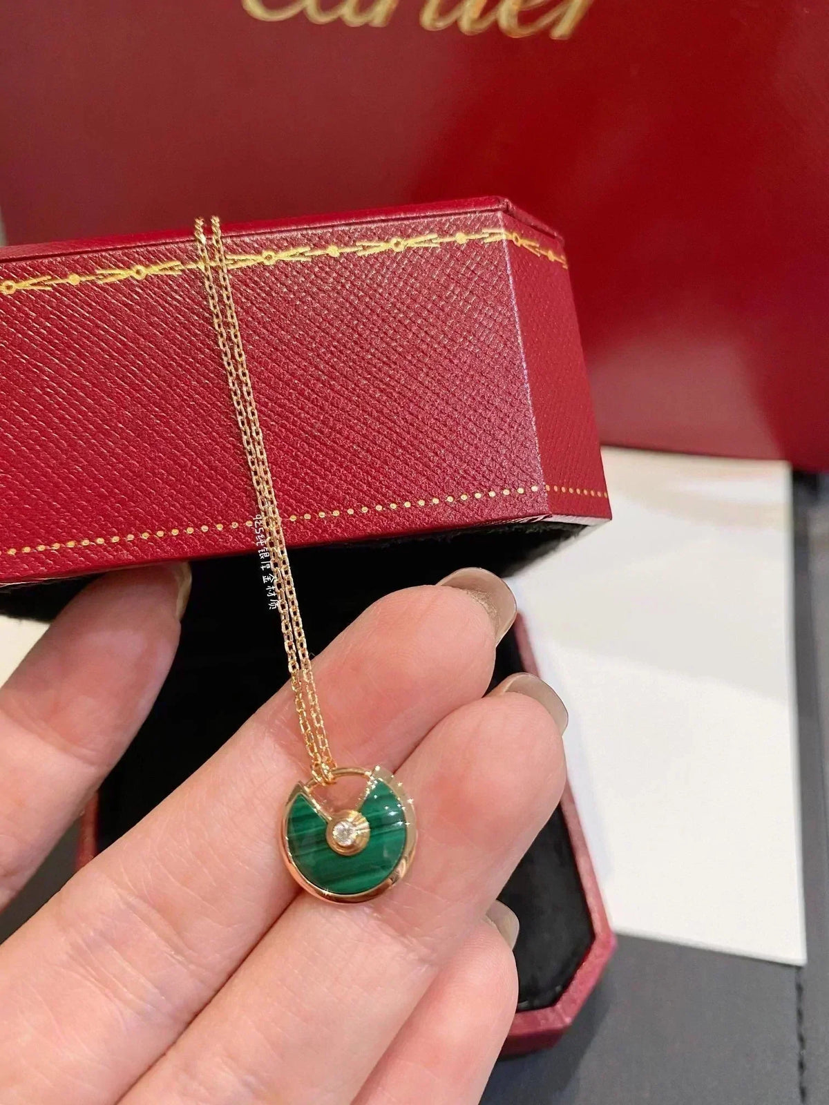[⭐Aura]AMULETTE ROSE GOLD MALACHITE NECKLACE