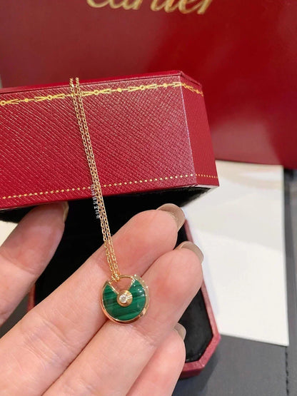 [⭐Aura]AMULETTE ROSE GOLD MALACHITE NECKLACE