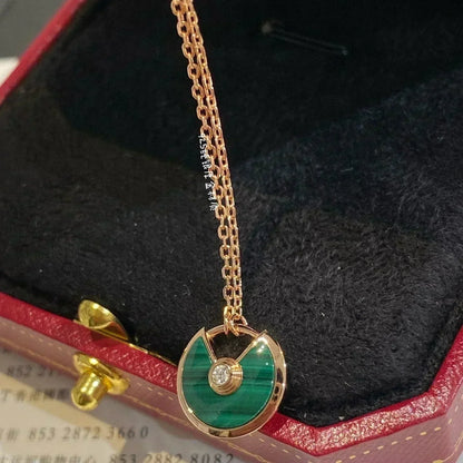 [⭐Aura]AMULETTE ROSE GOLD MALACHITE NECKLACE