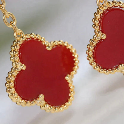 [⭐Aura]CLOVER  2 MOTIF  TIGER EYE CARNELIAN EARRINGS