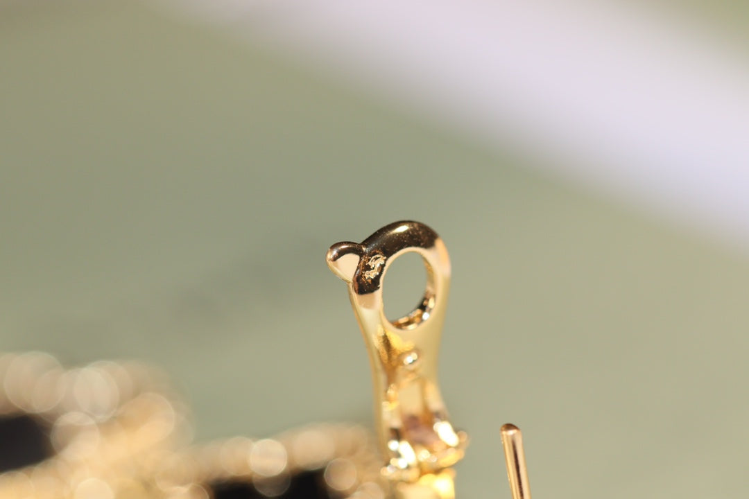 [⭐Aura]CLOVER EARRINGS GOLD ONYX MOP 3 MOTIF