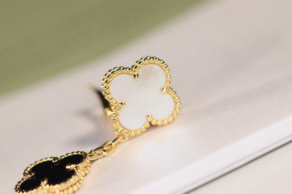 [⭐Aura]CLOVER EARRINGS GOLD ONYX MOP 3 MOTIF