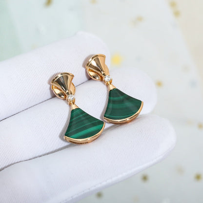 [⭐Aura]DREAM MALACHITE PINK GOLD EARRINGS