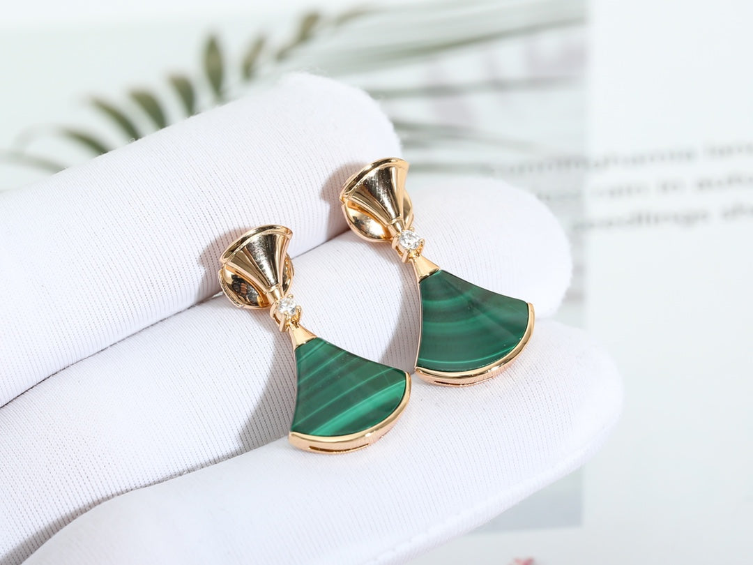 [⭐Aura]DREAM MALACHITE PINK GOLD EARRINGS