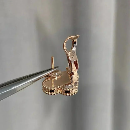 [⭐Aura]CLOVER MEDIUM 1 MOTIFS  PINK MOP DIAMOND EARRINGS