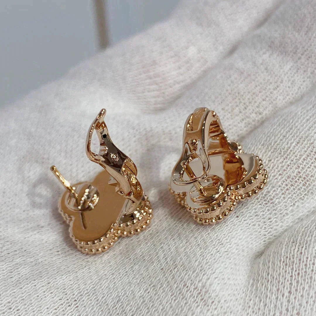[⭐Aura]CLOVER MEDIUM 1 MOTIFS CARNELIAN  DIAMOND earrings