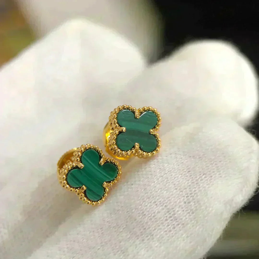 [⭐Aura]CLOVER MINI 9.5MM MALACHITE  EARRINGS
