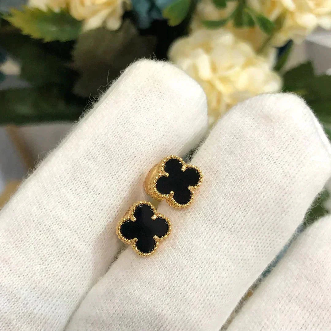 [⭐Aura]CLOVER MINI 9.5MM BLACK MOP EARRINGS