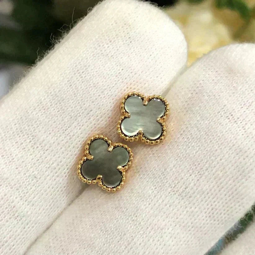 [⭐Aura]CLOVER MINI 9.5MM GRAY MOP EARRINGS
