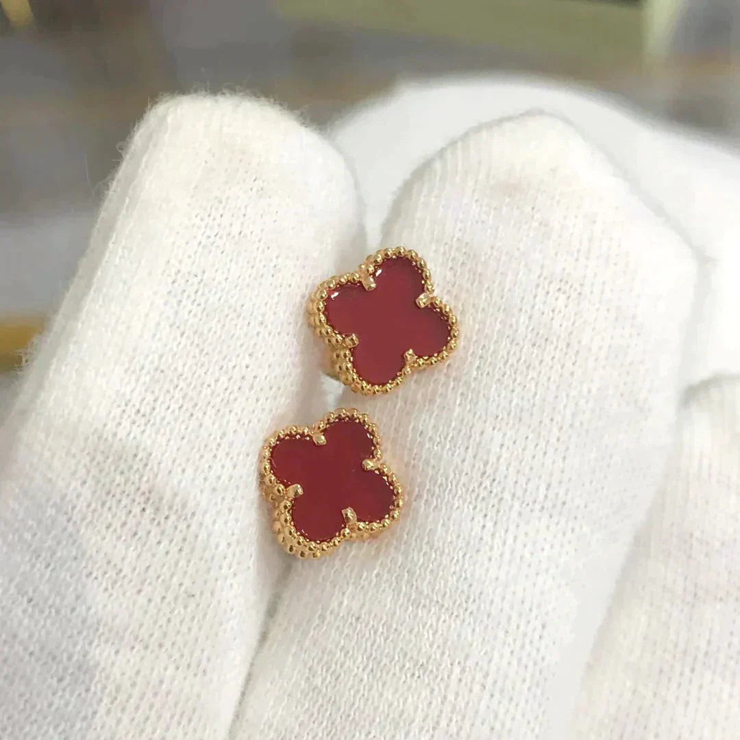 [⭐Aura]CLOVER MINI 9.5MM CARNELIAN EARRINGS