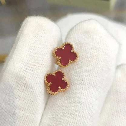[⭐Aura]CLOVER MINI 9.5MM CARNELIAN EARRINGS