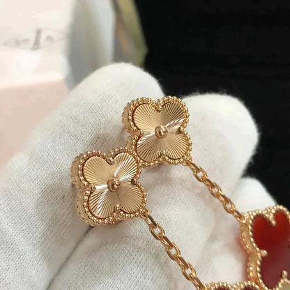 [⭐Aura]CLOVER 2 MOTIF  LASER CARNELIAN EARRINGS