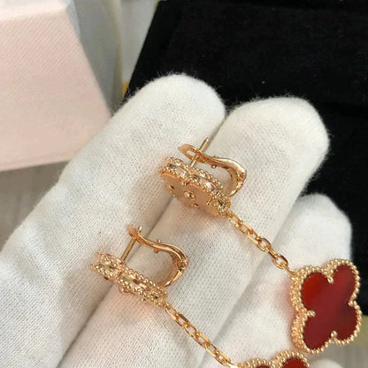 [⭐Aura]CLOVER 2 MOTIF  LASER CARNELIAN EARRINGS