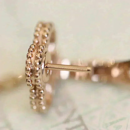 [⭐Aura]CLOVER MEDIUM 1 MOTIFS FUll DIAMOND EARRINGS