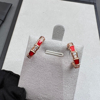 [⭐Aura]SERPENTI CARNELIAN PINK GOLD EARRINGS