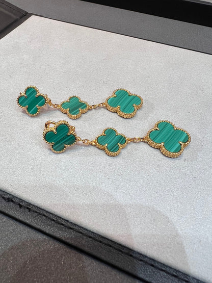 [⭐Aura]CLOVER MALACHITE 3 MOTIFS GOLD