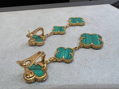 [⭐Aura]CLOVER MALACHITE 3 MOTIFS GOLD