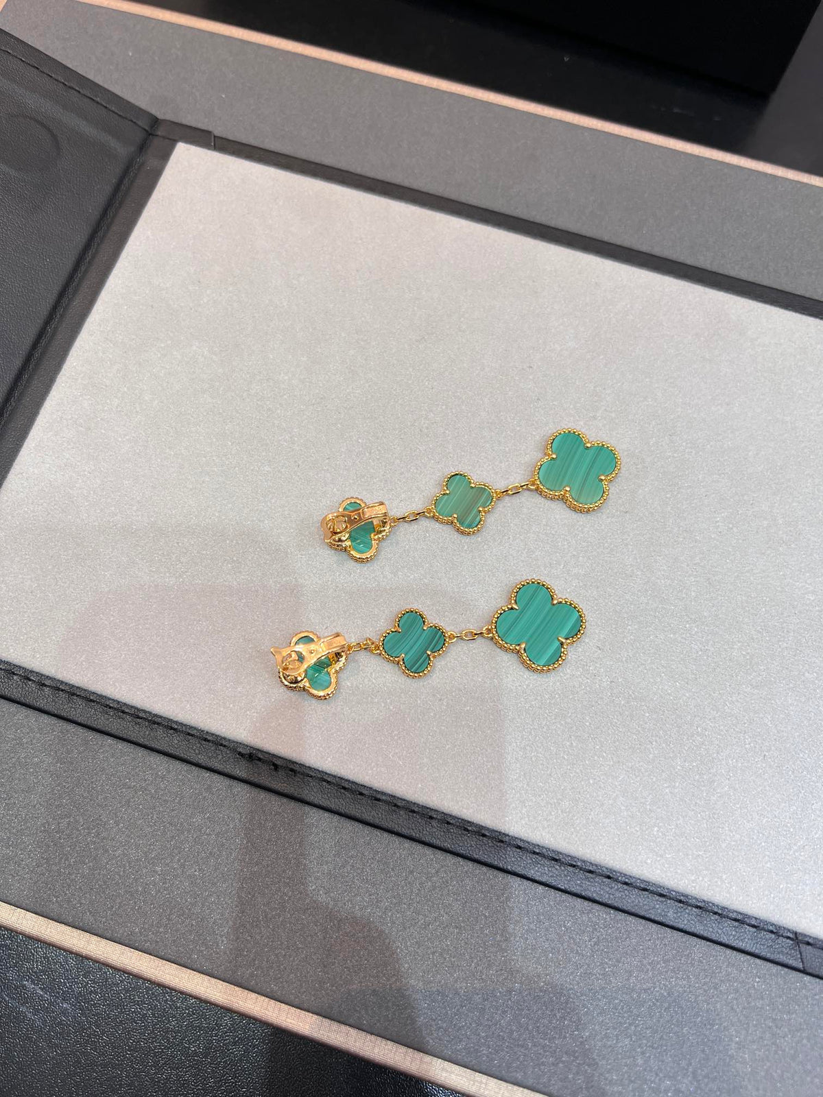 [⭐Aura]CLOVER MALACHITE 3 MOTIFS GOLD