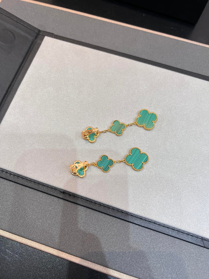 [⭐Aura]CLOVER MALACHITE 3 MOTIFS GOLD