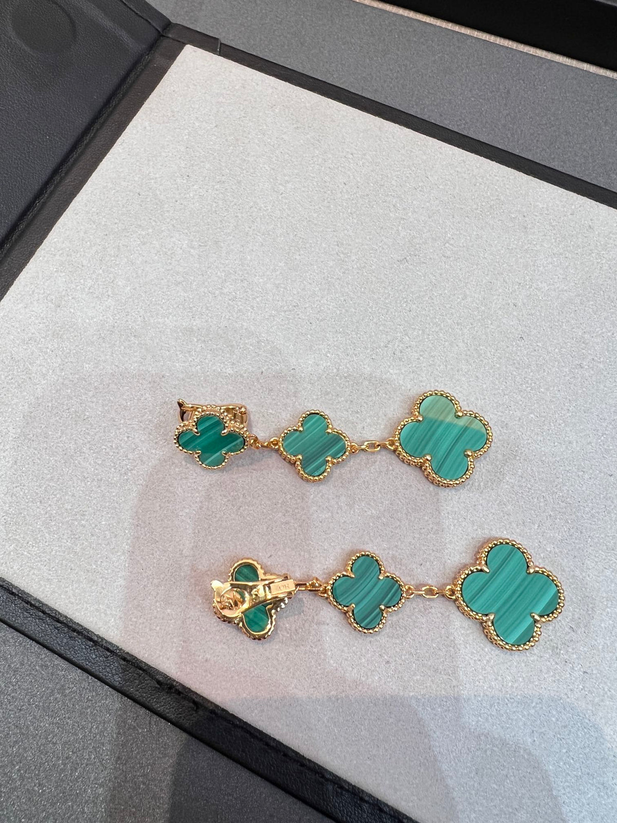 [⭐Aura]CLOVER MALACHITE 3 MOTIFS GOLD