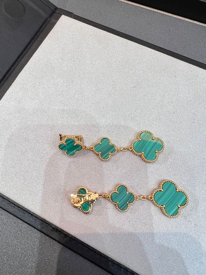 [⭐Aura]CLOVER MALACHITE 3 MOTIFS GOLD