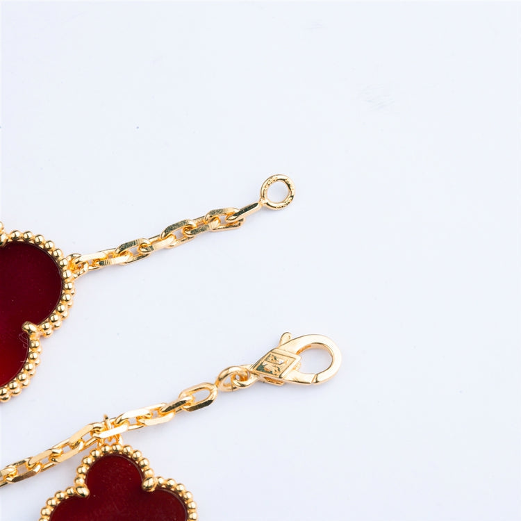 [⭐Aura]CLOVER BRACELET 5 MOTIFS CARNELIAN TIGER EYE