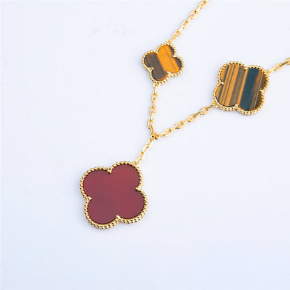 [⭐Aura]CLOVER BRACELET 5 MOTIFS CARNELIAN TIGER EYE
