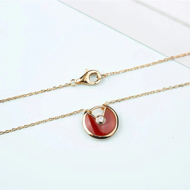 [⭐Aura]AMULETTE GOLD CARNELIAN ONYX NECKLACE