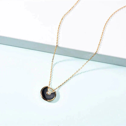 [⭐Aura]AMULETTE GOLD CARNELIAN ONYX NECKLACE