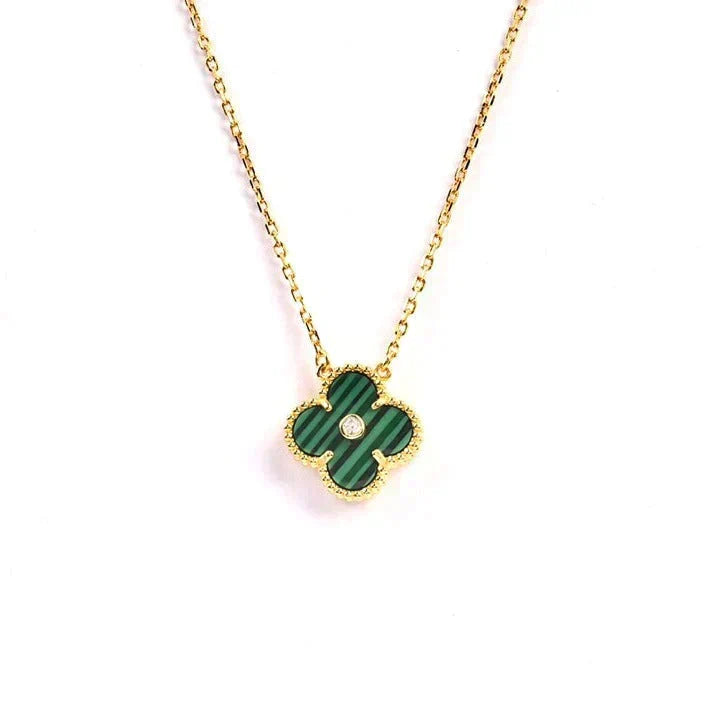[⭐Aura]CLOVER 15MM DIAMOND TURQUOISE NECKLACE