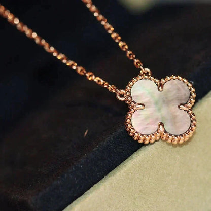[⭐Aura]CLOVER 15MM  GRAY MOTHER OF PEARL NECKLACE
