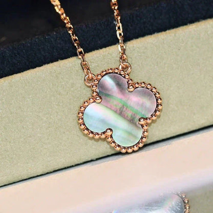 [⭐Aura]CLOVER 15MM  GRAY MOTHER OF PEARL NECKLACE