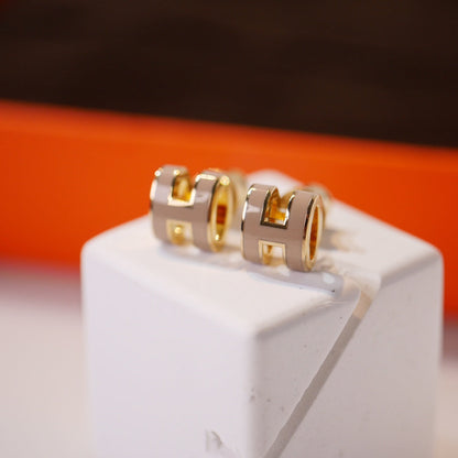 [⭐Aura]MINI POP H GOLD EARRINGS GREY