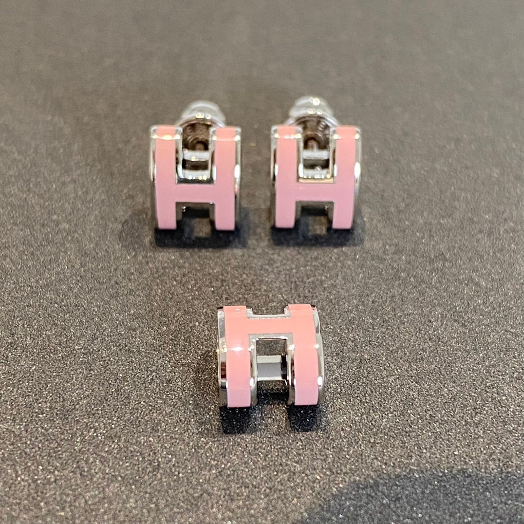 [⭐Aura]MINI POP H SILVER EARRINGS PINK
