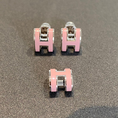 [⭐Aura]MINI POP H SILVER EARRINGS PINK