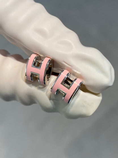 [⭐Aura]MINI POP H SILVER EARRINGS PINK