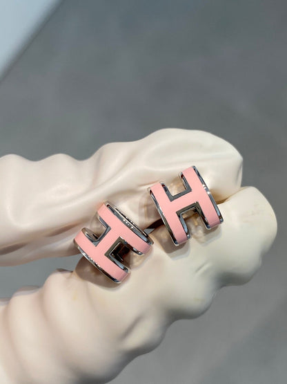 [⭐Aura]MINI POP H SILVER EARRINGS PINK