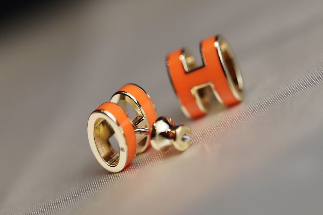 [⭐Aura]MINI POP H EARRINGS ORANGE