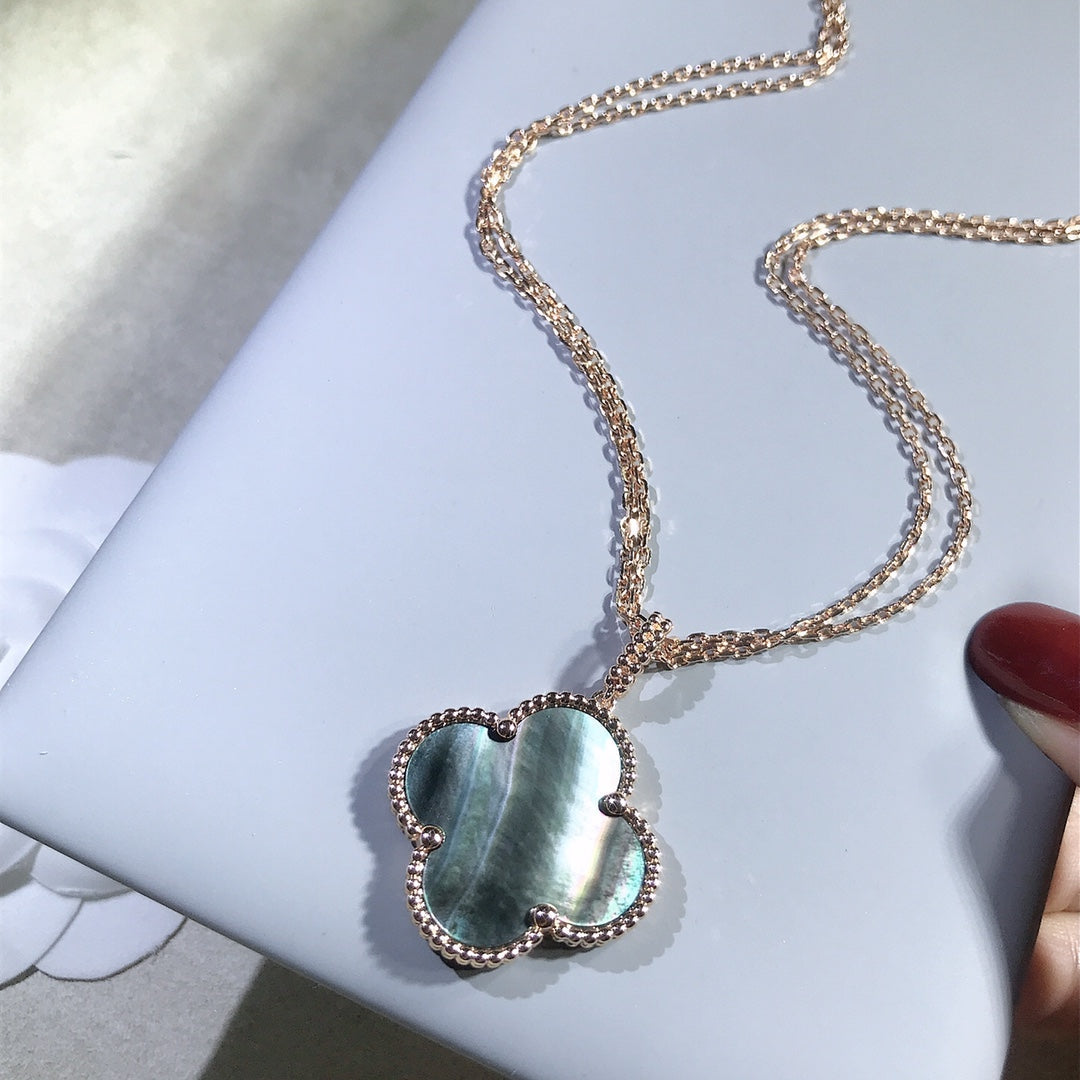 [⭐Aura]CLOVER 25MM GOLD DARK MOP BIG CLOVER NECKLACE