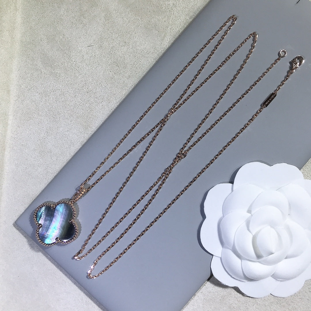 [⭐Aura]CLOVER 25MM GOLD DARK MOP BIG CLOVER NECKLACE