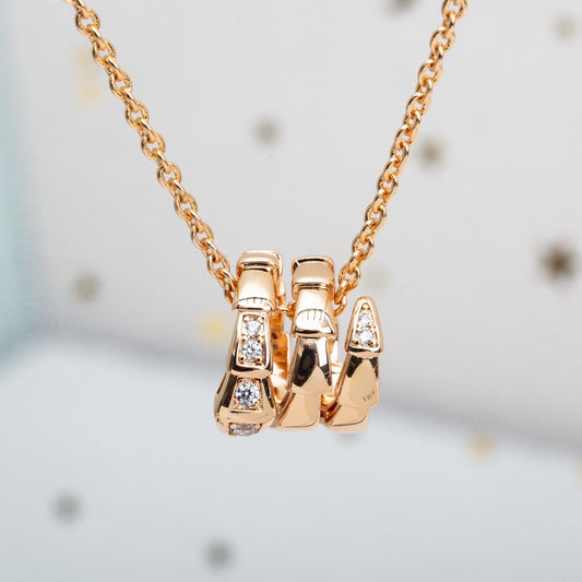 [⭐Aura]SERPENTI PINK GOLD NECKLACE DIAMOND
